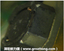 使用銀(Ag)鍍層的電源電感器(Power Inductors)，經(jīng)過推力測試后，零件端點上已經(jīng)看不到任何鍍層的痕跡了，所以其耐推力就比較小。