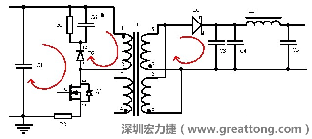 元件布局的時(shí)候，要優(yōu)先考慮高頻脈沖電流和大電流的環(huán)路面積，盡可能地減小,以抑制開關(guān)電源的輻射干擾